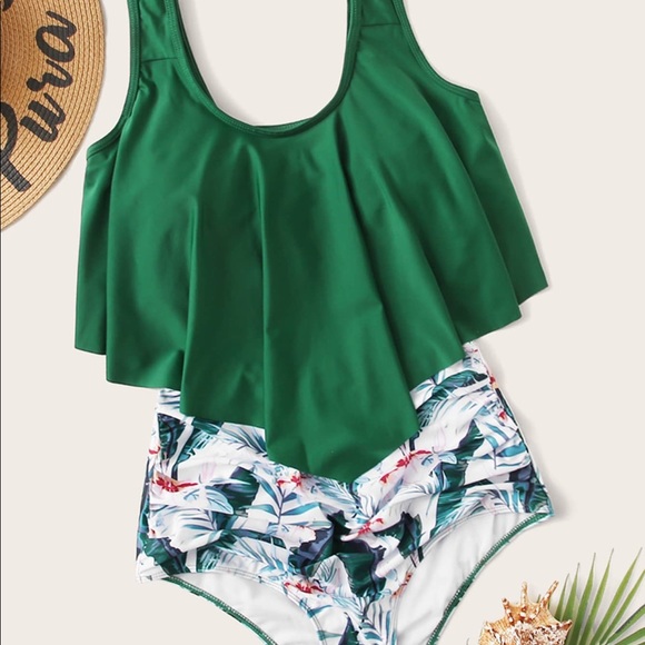 Leaf Print Tankini - Picture 1 of 2